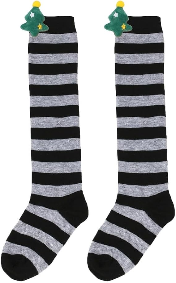 Howstar Christmas Over Knee High Socks for Women Santa Deer Striped Leg Warmer Girls Athletic Long Boot Stockings