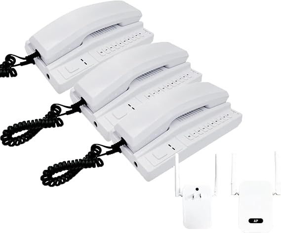 Wireless Intercom System Secure Interphone Handsets Expandable for Warehouse Office Interphone Maison One click call