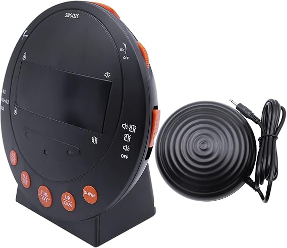 Sarini Extreme Powerful Vibration Alarm Clock, Extra Loud Alarm for Heavy Sleeper/Deaf/Hearing Impaired, Extra Large Display for Elderly with Dual Alarm