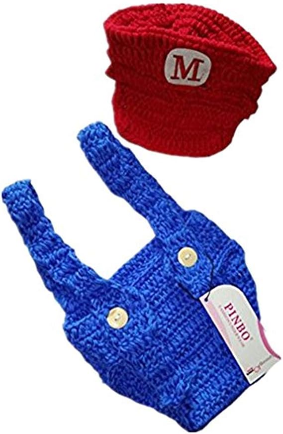 Pinbo Newborn Baby Photography Prop Crochet Hat Overalls Costume