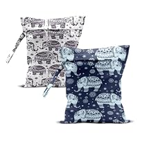 2Pcs Bunny Wet Bag 12x10 Inch, Rabbit Waterproof Reusable Wet Dry Bags, Floral Washable Travel Laundry Bags for Swimsuit Pool Beach Diapers Dirty Yoga Gym Clothes, Flowers Gifts for Women Friend