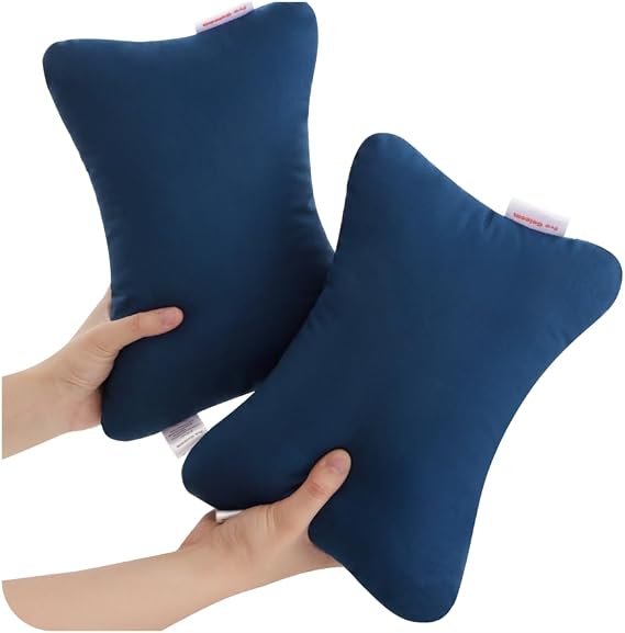 Pro Goleem 2-Pack Small Pillow, 7"x11" Mini Pillow for Travel, Camping, Sleeping, Nap & Neck, Lumbar, Knee Support, for Office, Bed, Car, Air, Tiny Cushion for Kids, Pets, Adults (Navy Blue)