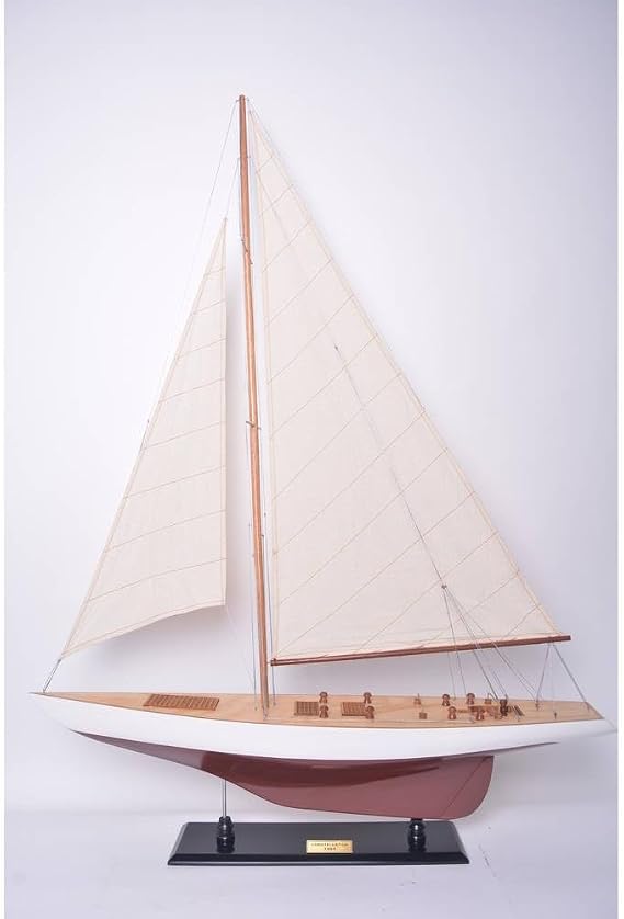 Old Modern Handicrafts USS Constellation Painted Large Sailboat Schooner Yacht Model - Museum Quality Finish for Home & Office - Fully Assembled - 32.7L x 5.9W x 7.9H Inches