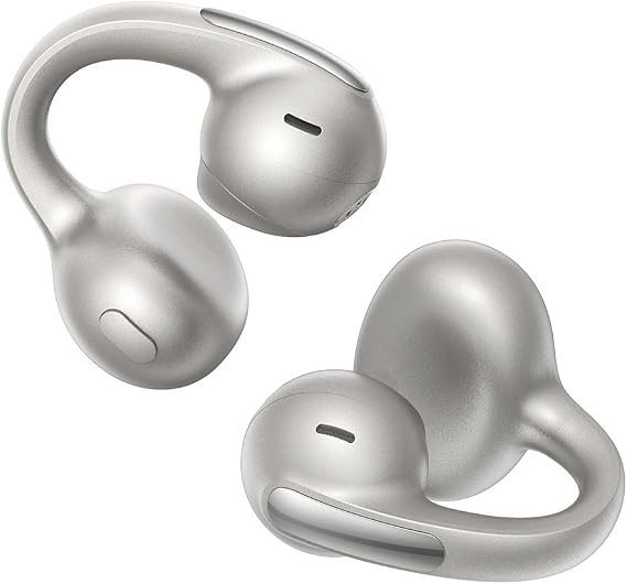 Baseus Bowie MC1 Pro Open Ear Clip-On Headphones, Hi-Res LDAC & HiFi4 Acoustic Sound, 5g Ultra-Lightweight Comfort, SuperBass 2.0, DNN 4-Mic AI Clear Calls, IP67 Waterproof, Bluetooth 6.0 (Titanium)