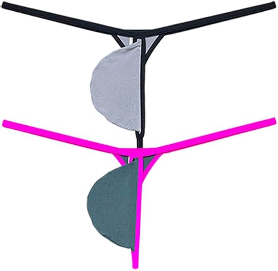 Men's Ultra Tiny String Thong Underwear Teardrop-shaped Pouch Tangas Minimum Coverage Underpants Ice Silk T-back