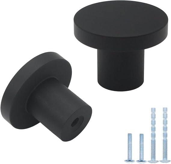12 Pack Matte Black Cabinet Knobs Dresser Knobs, Solid Kitchen Cabinet Knobs Drawer Knobs, Black Single Hole Knob for Cabinets and Drawers