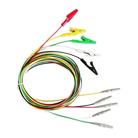 EEG Electrode Alligator Clips, 59 Inch Multicolor Cables, DIN 1.5mm Plug, Electroencephalogram Leads, 5 Conduction Wires, 5pcs/pkg