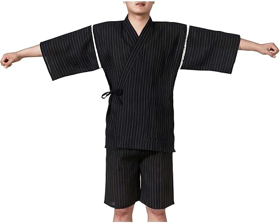 Fendawn Strive Classical Japanese Style Pajamas, Stylish Cotton Bathrobe Kimono Pajamas Men's Casual Clothes Thin Breathable, Style F7