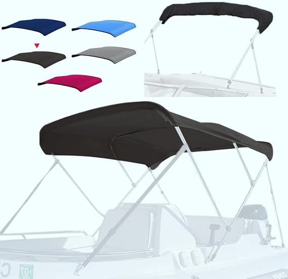 4 Bow Marine Grade Bimini Top Replacement Cover Awning/Without Frame,Black