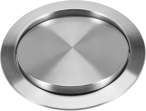 Stainless Steel Garbage Flap Lid Trash Bin Cover Flush Built-in Balance Swing Flap Garbage Lid for Kitchen Counter Top D