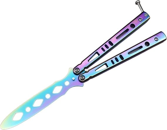 Butterfly Trainer Butterfly Knife Training Knife Unknown Blade Stainless Steel Butterfly Comb Practice Tool for Practicing Flipping Tricks (Colourful)