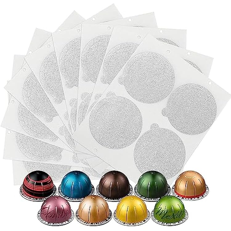 Clinuse Aluminum Foils Lids Seals for Nespresso Vertuo Pods, 100Pcs Reusable Nespresso Capsules Coffee Pods Cover Seals, Compatible with Nespresso Vertuoline Vertuo 61mm, Gray