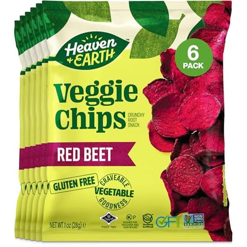 Heaven & Earth Beet Chips 1oz 6 Pack Crisp and Delicious | Gluten Free | Certified Kosher including Passover