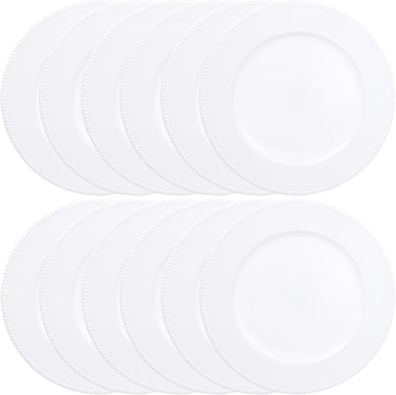 White Plastic Charger Plates Set of 12