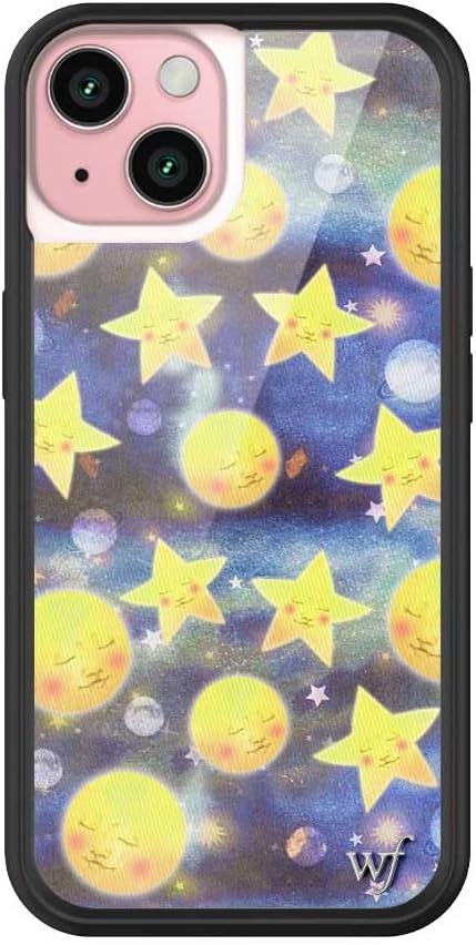 Wildflower Cases - Celestial Dreaming, Compatible with Apple iPhone 15 | Sky Moon Galaxy Night Star Cute Trendy - Protective Black Bumper, 4ft Drop Test Certified, Women Owned Small Business