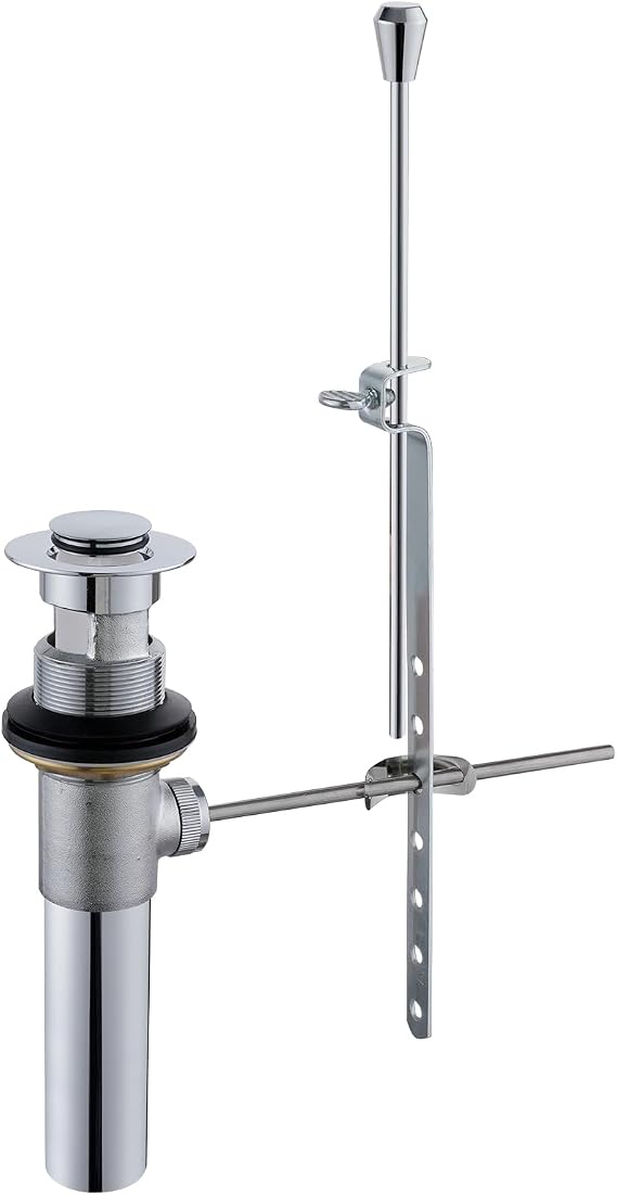 ZM Bathroom Sink Drain Assembly, Brass Pop Up Drain with Overflow & Lift Rod