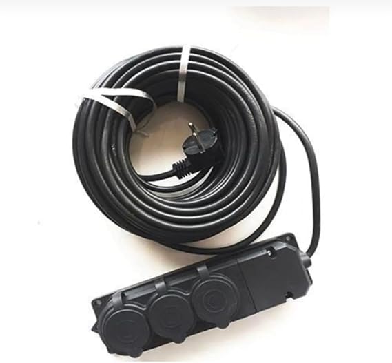 10 Metre 3'lü Grup Priz Kablo, 3x2,5 mm CCA TTR, Siyah Renk, Topraklı Kauçuk Seyyar Elektrik Kablosu
