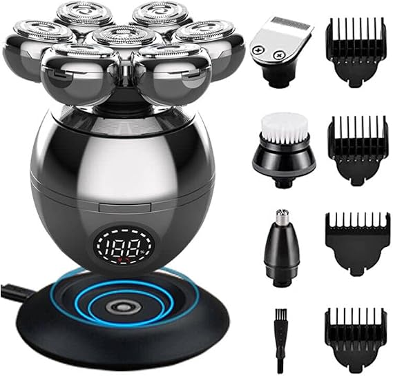 Upgrade 7 Heads Mens 5-in-1 Electric Head Shaver for Bald Men