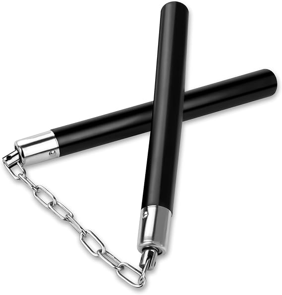 1 PCS Nunchucks Safe Solid Rubber Training Nunchucks with Steel Chain Practice Nunchucks for Adults and Professionals Perform,Suitable for Exercise,Practice, Training(Black)
