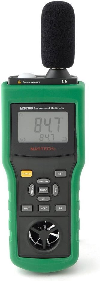 Mastech MS6300 Digital Multifunction Environment Meter Temperature Humidity Sound Air Flow Tester luminometer Anemometer equivalent to (MS6700 + MS6252B + MS6612)