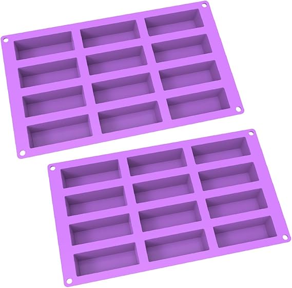 2 Pcs Silicone Bar Mould Rectangle Granola Bar Silicone Moulds Silicone Bar Mould Chocolate Bar Sweet Moulds for Caramel Bread Loaf Muffin Brownie Cornbread Cheesecake （12-Cavity）