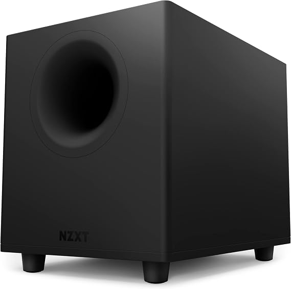 NZXT Relay PC gaming desktop deep bass speaker – AP-SUB80-EU – 140 Watt – deeper, stronger bass – down radiating 6.5 inch drive – Crossover and rotary button for phase – black