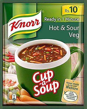 Knor Veg Hot and Sour Cup-A-Soup, 11g (pack of 10)