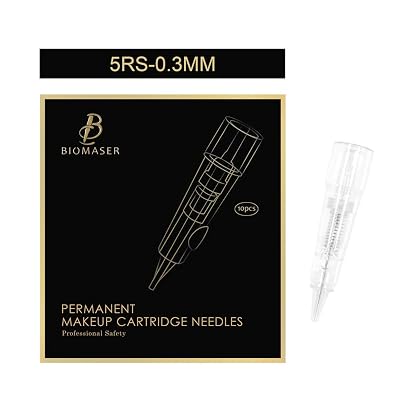 Cartridge Needles - BIOMASER 10PCS Semi-Permanent Makeup Cartridge Needles Tattoo Needle Fits for Permanent Makeup Machine Pen T100 P1 X1 for Eyebrow Eyeliner Lip Contour 5RS-0.3MM