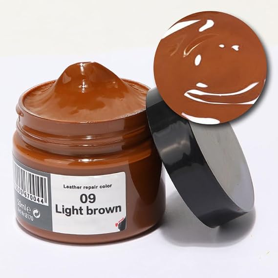 Leather Recoloring Balm, Leather Color Restorer, Leather Paint Repair Filler Kit, Leather Restoration Scratch Cream Dye Polish for Couch Furniture Couches Sofa (Light Brown)