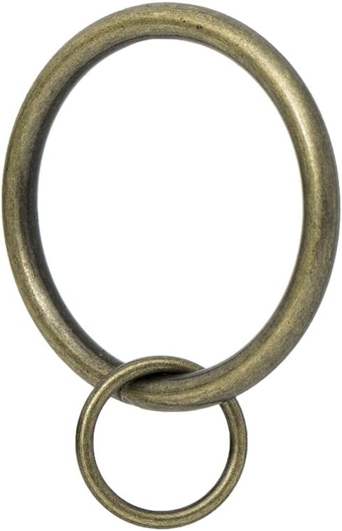 Ivilon Drapery Eyelet Curtain Rings - 1.7" Ring Loop for Hook Pins, Set of 14 - Antique Brass
