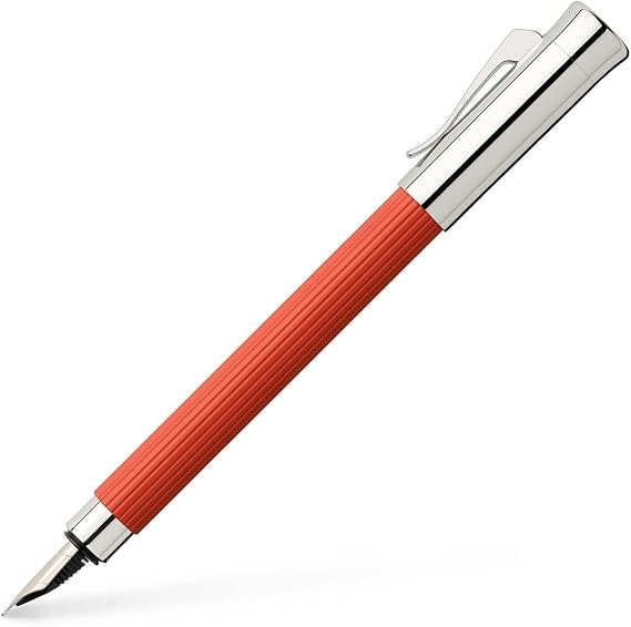 FABER-CASTELL 141770 Faber Castel Fountain Pen, Medium, Medium Point, Tasimio India Red, Dual Use, Genuine Imported