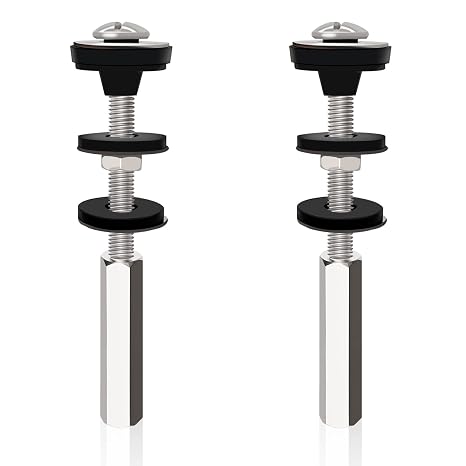 Universal Toilet Tank to Bowl Bolts Kit, Heavy Duty Toilet Bolts, Waterproof Stainless and Rubber Washers Gaskets with Extra Long Nut Screw for Fastening (Silver) (2, Long)