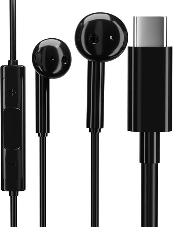 USB C Headphones for Samsung Galaxy S24 S25 Ultra iPhone 16 USB C Earphones Wired Earbuds Type C Headphones with Mic HiFi Type C Earphones for iPhone 15 Samsung S23 S24 FE A55 A35 iPad 10th