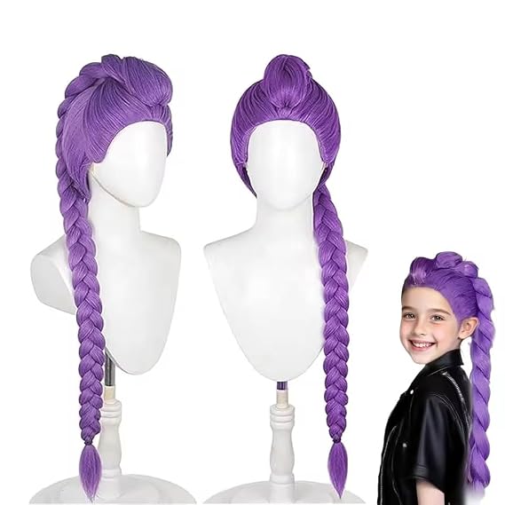 Rumi Costume Wig Cosplay, Purple Braid Wig Outfit Hair Halloween Cosplay Props, Costume Wigs for Women Men (Rumi Purple)