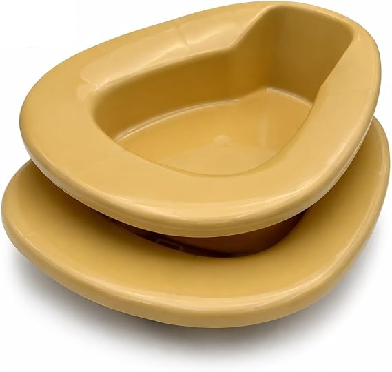 2 Pack Heavy Duty Portable Deluxe Stackable Contour Bedpan, Gold