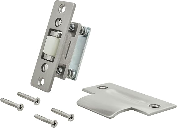 Nuk3y Heavy Duty Adjustable Solid Brass Roller Catch w/T Strike (Satin Nickel)