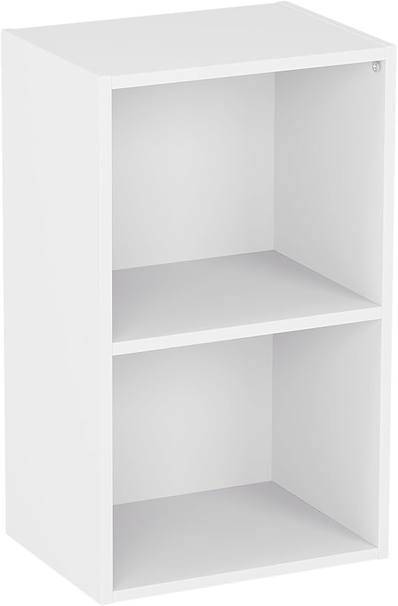 Vida Designs Oxford 2 Tier Cube Bookcase, White Wooden Shelving Display Storage Unit Office Living Room Furniture