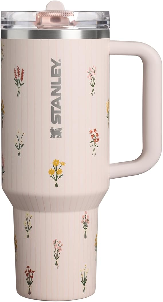 STANLEY Quencher ProTour Flipstraw Tumbler, 40 oz, Rose Quartz Bouquets