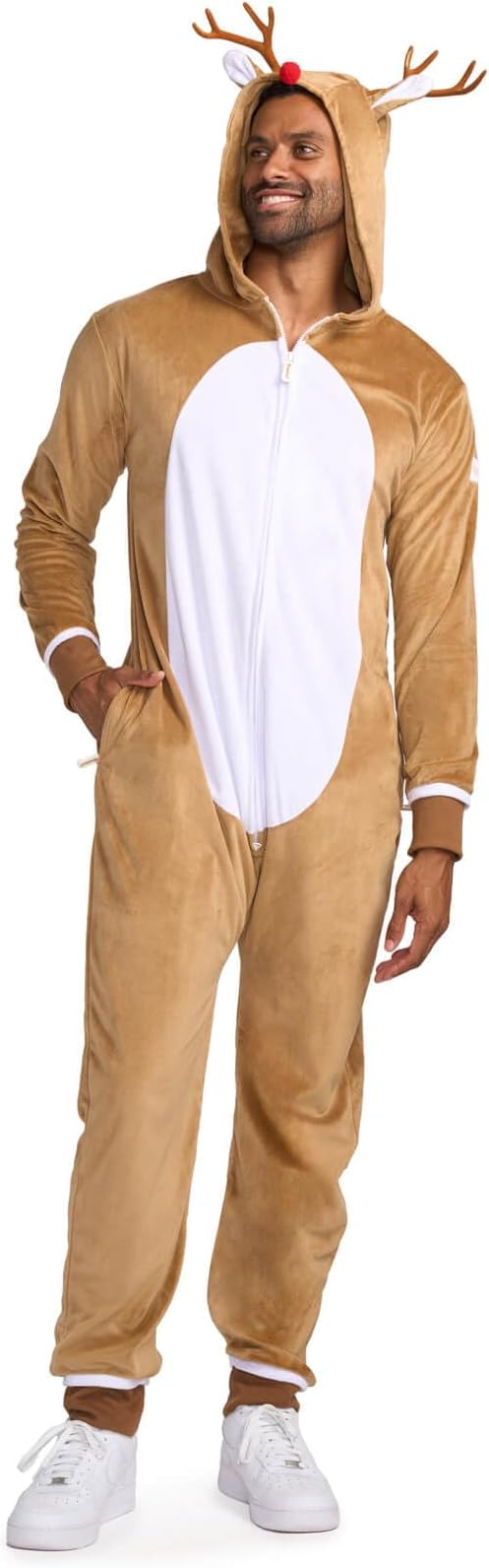 Tipsy Elves Rudolph The Red-Nosed Reindeer Jumpsuit Costume - Cute Brown Rudolf Holiday Animal Onesie for The Family