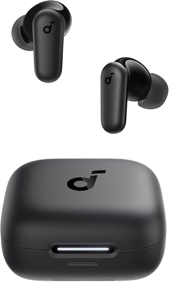Soundcore R50i NC Kulak İçi Bluetooth Kulaklık, Gürültü Engelleme, Güçlü Bas, 45 Saat Çalma Süresi, 2'si 1 Arada Kılıf ve Telefon Standı, IP54 Su Geçirmez, Siyah - A3959