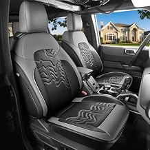 Red Rain Leather Seat Cover Customized Fit for Ford Bronco 2 Door Seat Cover 2025 2024 2023 2022 2021 Black and Gray Car Seat Covers Full Set (Bronco 2Door-Black+Gray)