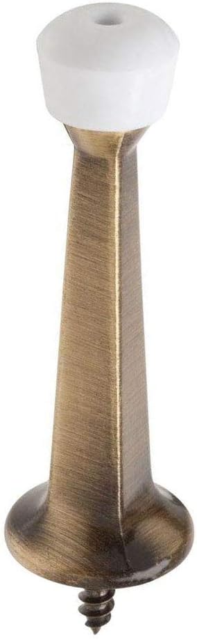 Liberty Premium Door Stop Metal Solid Rigid Door Stopper Brushed 3" (Antique Brass, 1 Pack)