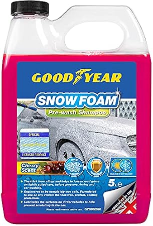 Goodyear 5l Snow Foam Cherry Scent Pressure Washer Or Foam Lancer| Covers The Vehicle In A Rich Blanket Of Foam| Gently Loosen Dirt And Heavy Soiling| More Concentrated Solution The Thicker The Foam