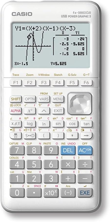 Yecna Casio FX-9860GIII - Monochrome Graphing Calculator without CAS, White