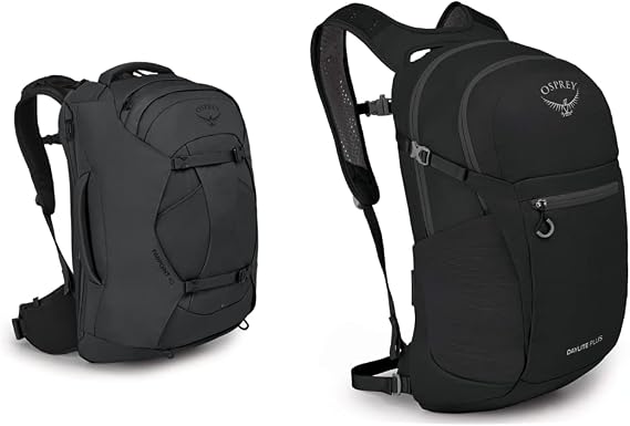 Osprey Farpoint 40 Travel Backpack, Multi, O/S & Daylite Plus Daypack, Black, One Size