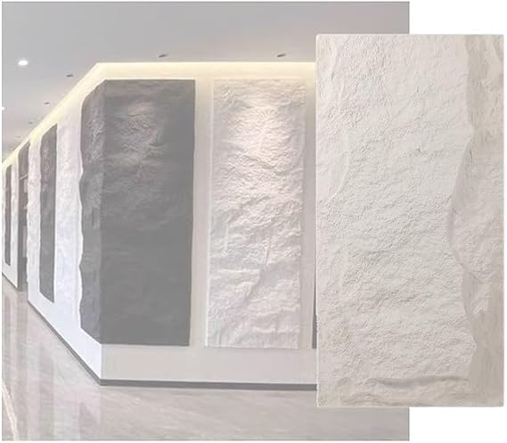 PU 3D Faux Stone Wall Panels, 47.24" X 23.62" Water Proof Wall Panels, Decorative Textured Wall Covering Panels(White,0.6x1.2m/23.6x47.2in/20pcs)