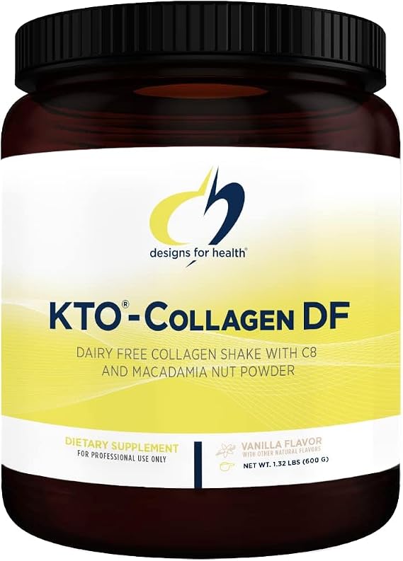 Designs for Health KTO-Collagen DF Collagen Peptides Powder - MCT Oil with Collagen Protein for The Ketogenic Diet - Keto Collagen Powder Vanilla, Non-GMO - Keto Supplements (15 Servings / 600g)