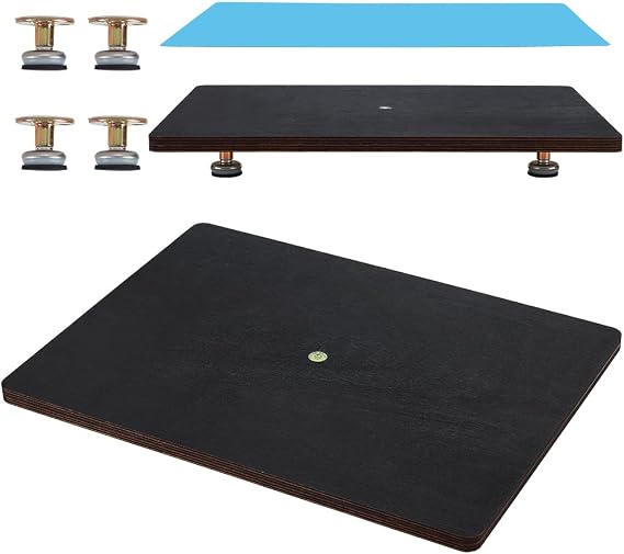 BENECREAT Wooden Leveling Board for Epoxy Resin, 15.7x11.8 inch Acrylic Adjustable Resin Leveling Table with Silicone Mat for Resin Matrixs, Waves, Epoxy