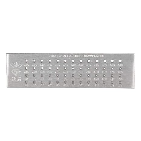 8" Wire Drawplate with 52 Round Holes, 0.26-4.10mm Tungsten Carbide Drawplate for Jewelry Making