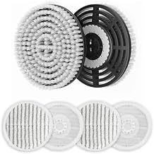 Leemone Steam & Scrub Mop Replacement Pads for Shark S8001 S8002BRN S8200 S8201 S7001 S7201 Series, Heavy Duty Scrub & Daily Clean Kit, Washable Reusable (2 Brush Heads + 4 Microfiber Pads Refills)